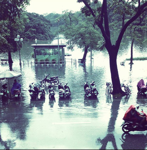 Hà Nội, ngập lụt, hài hước, dịch vụ, đường phố, thành sông